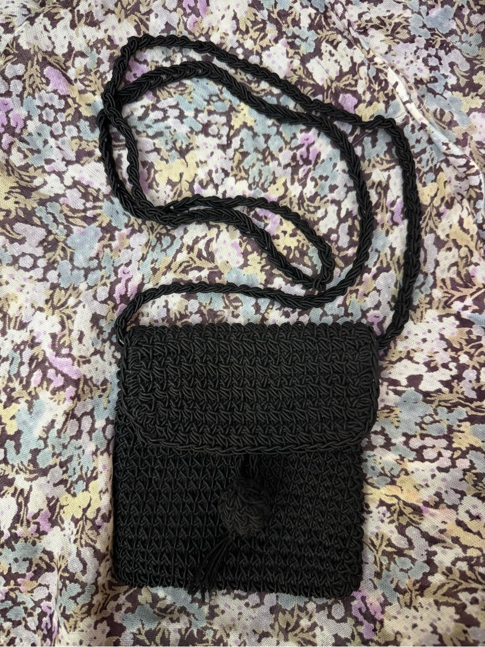 Vintage Walborg Black Macramé Crossbody Evening Bag Made in Italy 5x5
